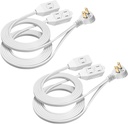 DEWENWILS 12 Ft Twin Extension Cord Indoor, Flat Double Outlet Power Cable, 6 Polarized Outlets with Safety Cover, ETL Listed - 2 Pack