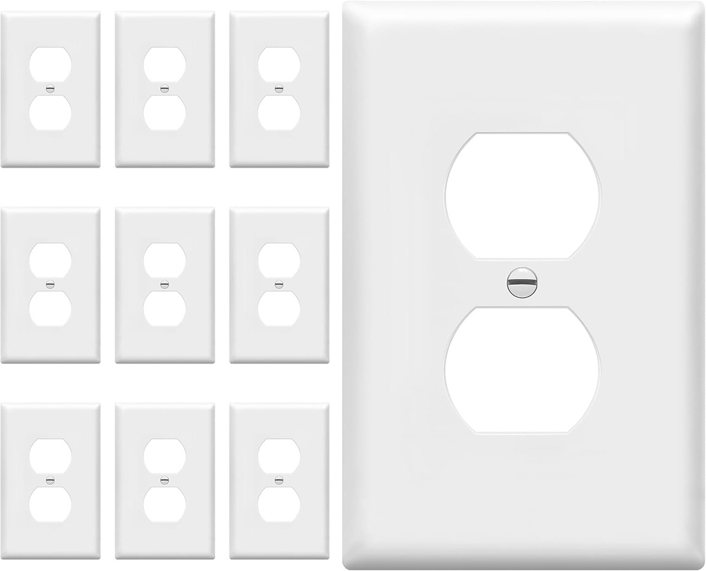 10 Pack of ENERLITES Mid-Size 1-Gang Duplex Receptacle Outlet Wall Plates - White Polycarbonate Thermoplastic - UL Listed