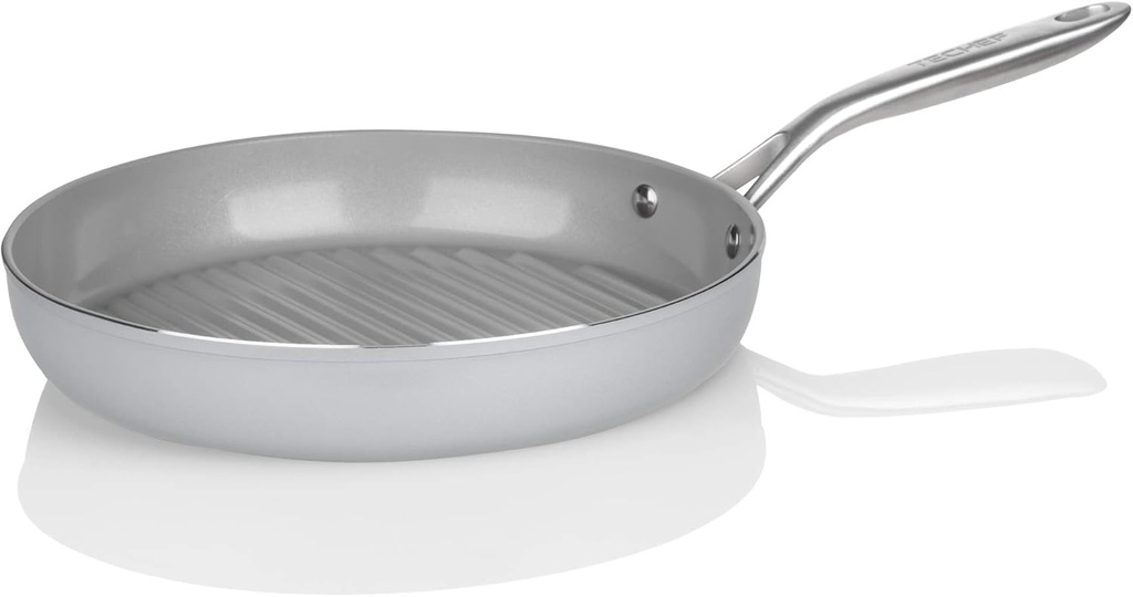 TECHEF CeraTerra Collection 12" Ceramic Nonstick Grill Pan - PTFE PFAS PFOA Free - Korean Made