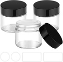 3 Pack 2 oz Glass Jars with Lids, Clear Small Cosmetic Containers with Labels, Ideal for Samples, Powder, Cream, Lotion, Spice