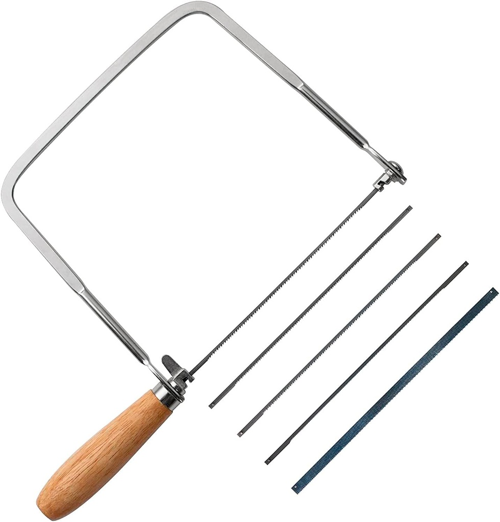 KAKURI Coping Saw Set with 5 Replacement Blades for Woodworking, Metal, Plastic Cutting