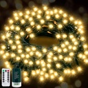 50 Ft Green Wire Fairy Lights with 150 LEDs - Battery Operated Christmas Decoration with Timer, Remote Control, Waterproof, 8 Lighting Modes for Indoor Outdoor Holiday Wedding Party Decor