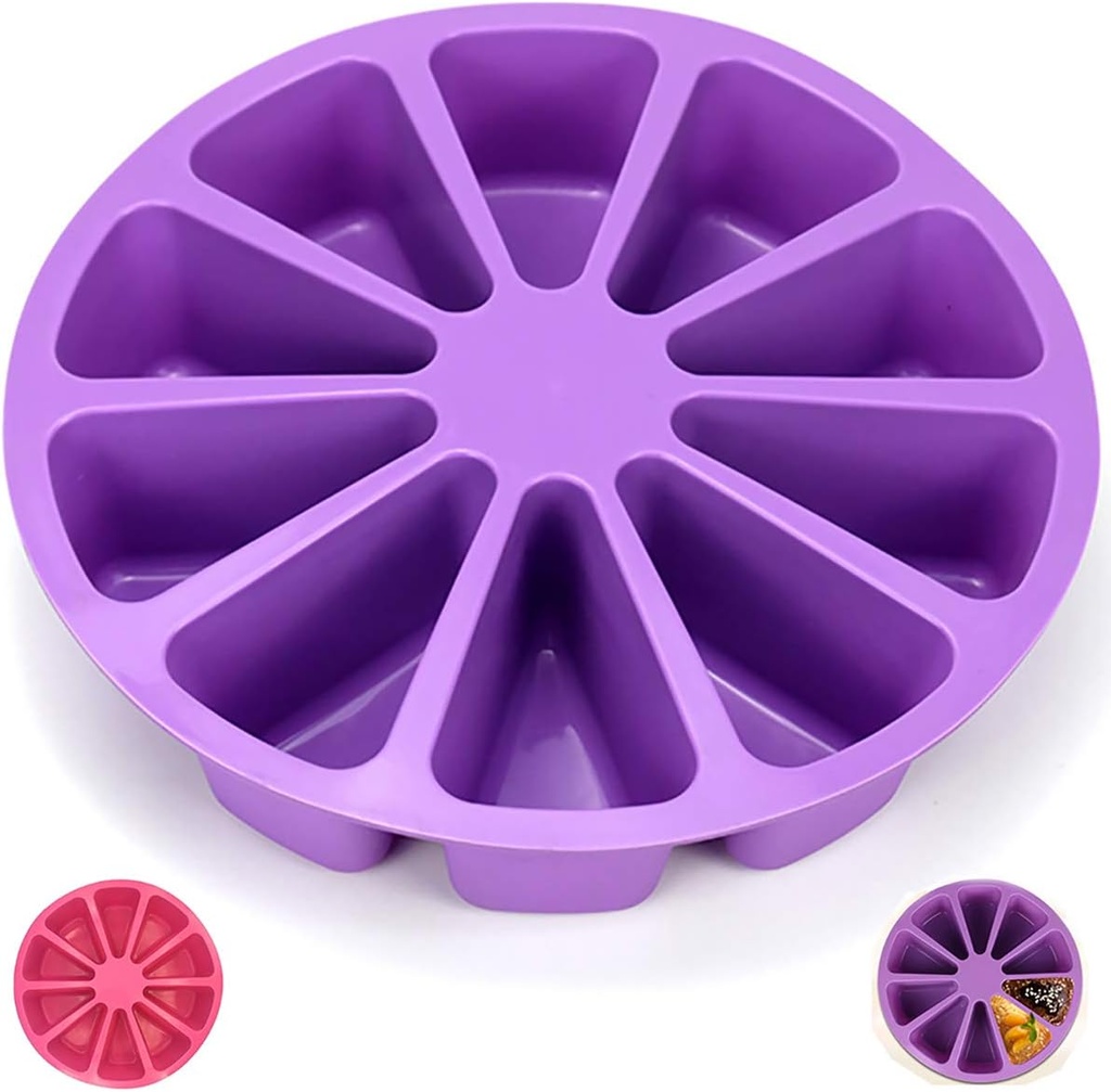 10-Cavity Silicone Cake Mold for Baking Cornbread, Brownies, and Muffins - Triangle Pan for Pizza Slices and Soap Making - Kitchen Baking Tool in Random Color
