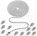 Stainless Steel 120-inch Ceiling Fan Pull Chain with 12 Matching Connectors - Rust Proof Pull Chain Extension for Ceiling Fans and Light Fixtures in Silver