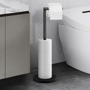 Matte Black Free-Standing Toilet Paper Holder Stand with Weighted Base - Stainless Steel Bathroom Storage for Toilet Paper Rolls, Non-Slip