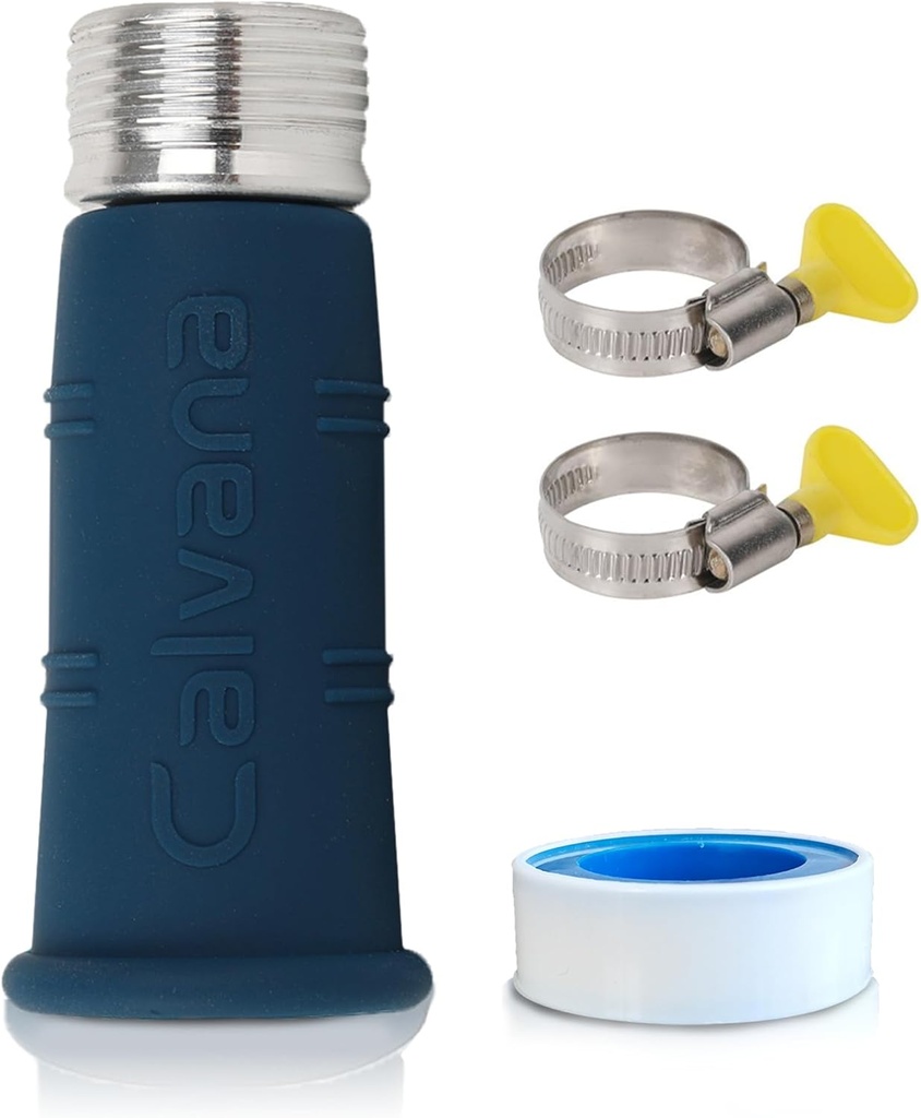 Calvana RV Faucet Adapter with Stainless Steel Clamps - Easily Connect Garden Hose to Sink Faucet