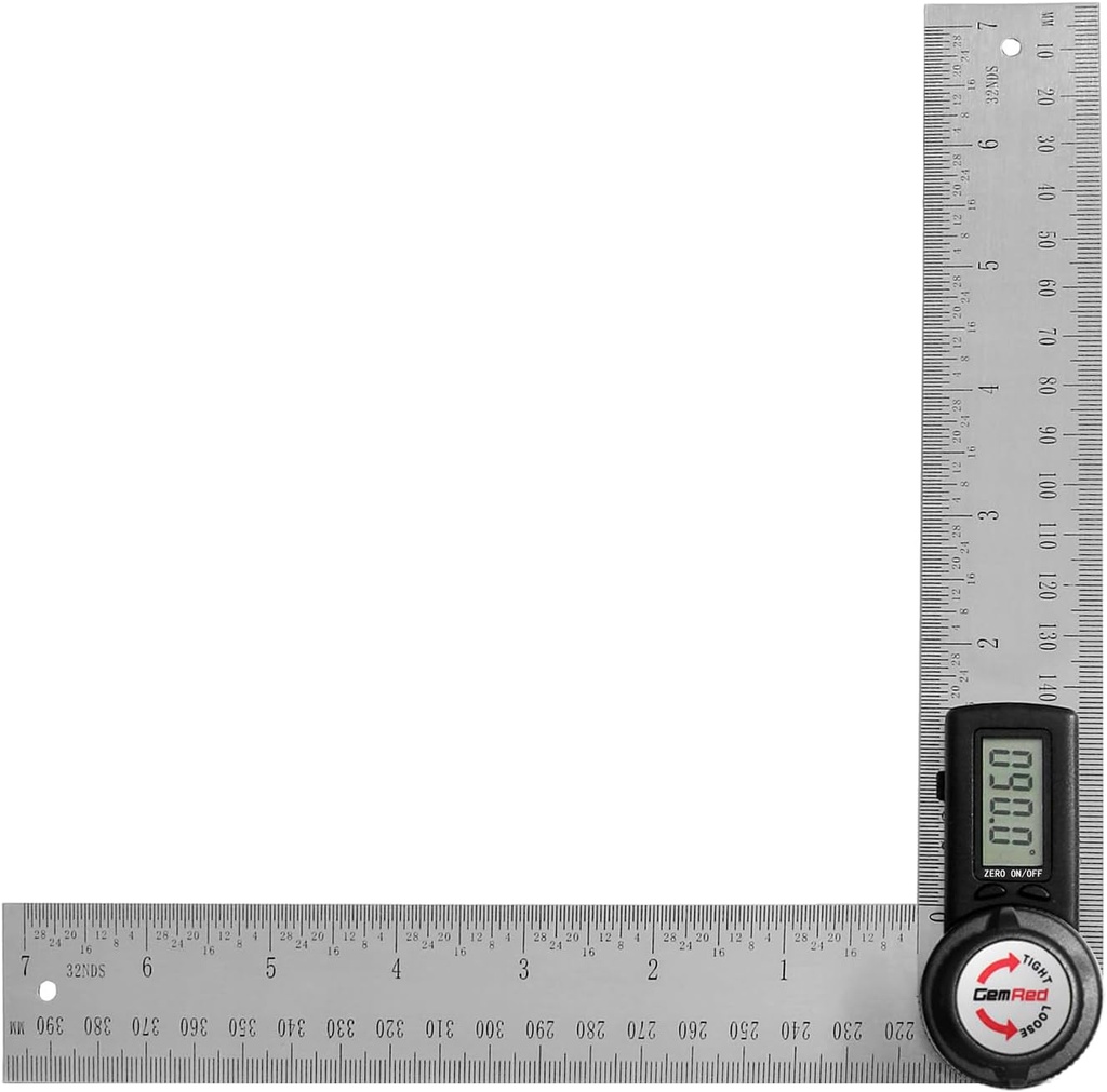 GemRed 82305 Protractor and Angle Finder with Stainless Steel 7-inch 200mm Blade