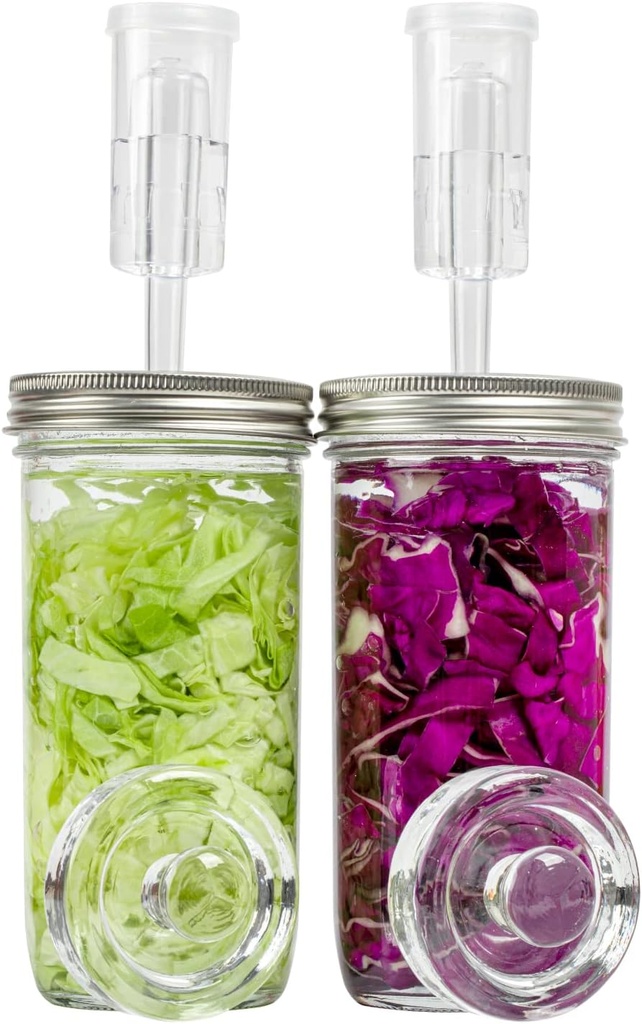 Set of 2 JILLMO 24oz Fermentation Jars with Weights and Airlocks for Fermenting