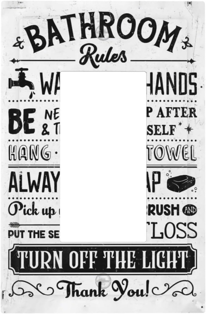 Motivational Bathroom Rule GFCI/Rocker Wall Plate Decor for Dimmer, USB