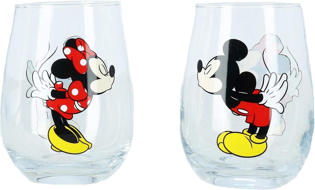 Set of 2 Disney Mickey and Minnie Mouse Couples Stemless Glasses - 15 oz