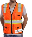Orange Mesh Safety Vest with Pockets, Zipper, and 3M Reflective Tape for High Visibility