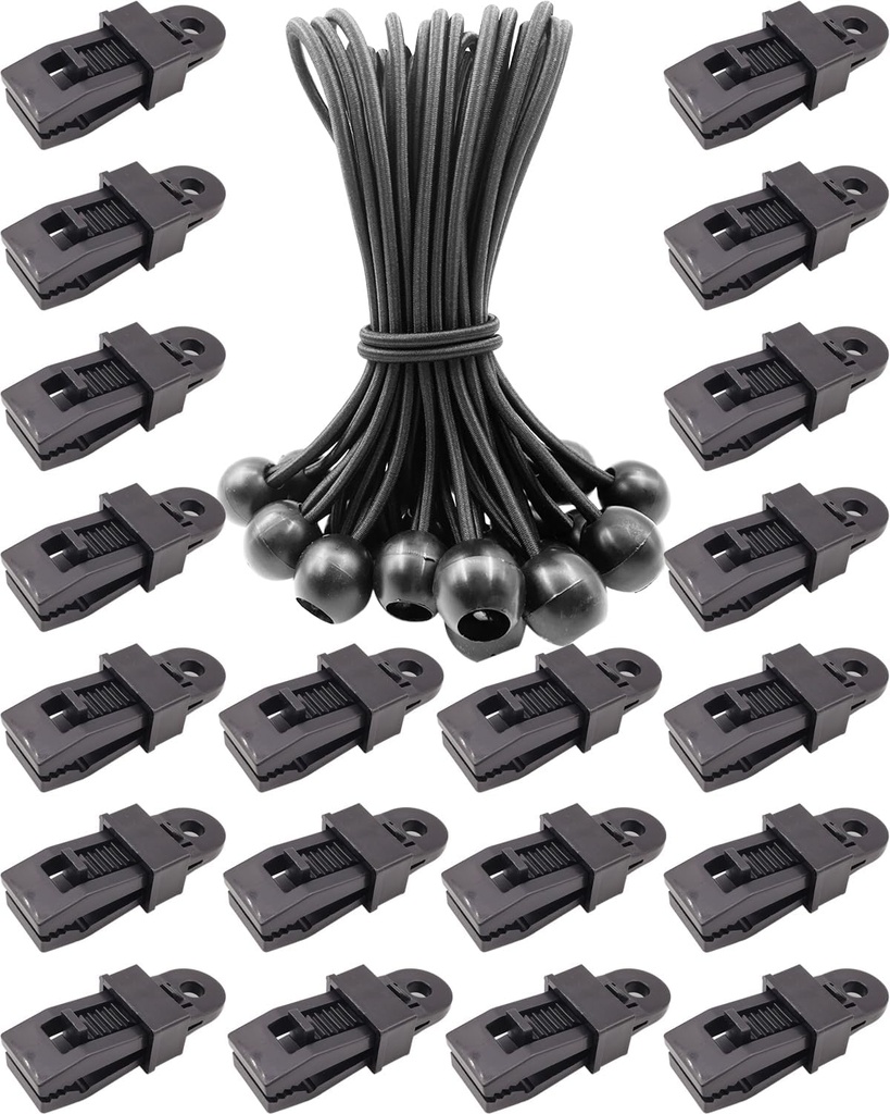 40 Pack Heavy Duty Tarp Clips - Lock Grip Tent Clamps for Canopy, Awning, and Tarps (Black)