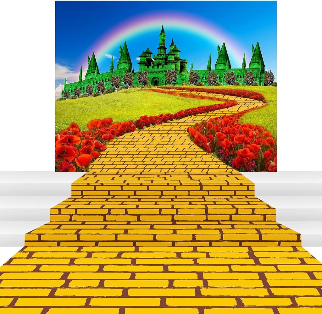 Princess Halloween Party Decorations Set with Brick Road and Castle Backdrops