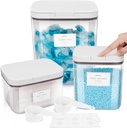Airtight Laundry Room Organization Containers for Pods, Beads, Balls, & Detergent - 3 Pack Laundry Powder Storage Jars with Lids & Labels