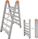 Foldable Aluminum A-Frame Ladder with Wide Anti-Slip Pedal, 5-Step, Lightweight and Portable, 330lb Capacity