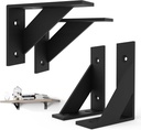 4Pack SOGAL 3x4 Inch Black Shelf Brackets - Small Heavy Duty L Brackets for Shelves