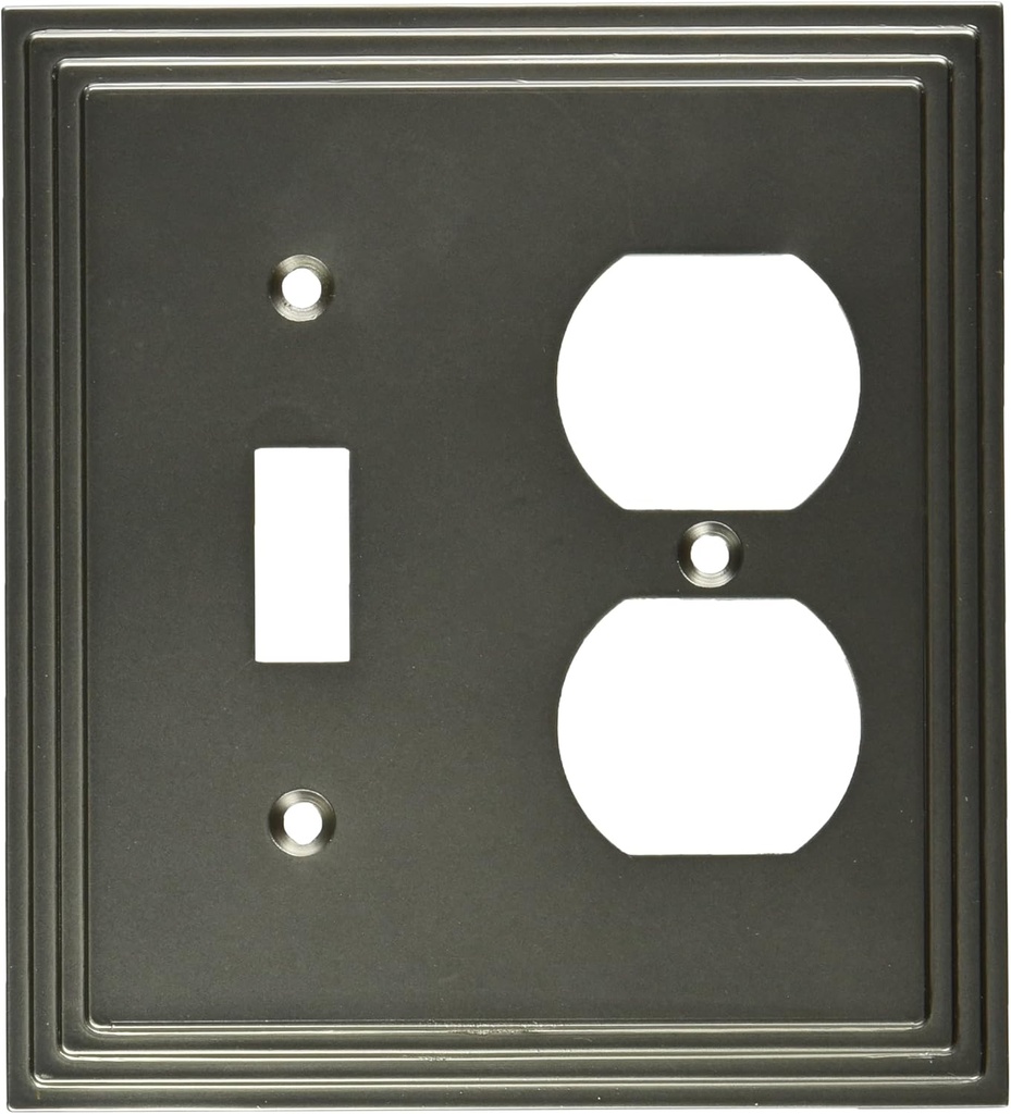 Satin Nickel Cast Metal Wallplate for Single Toggle and Single Duplex Outlets by Amerelle