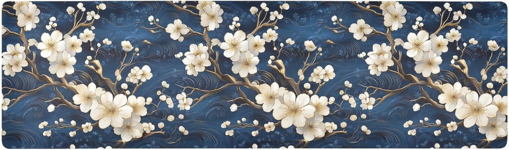 Blue and White Vintage Flowers Trivets for Hot Pots and Pans - Kitchen Counter Heat Protector - Outdoor Table Runner - Waterproof - 39.40“X 11.80” - Hand Washable