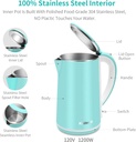 Kikiwell Stainless Steel Electric Kettle - Double Wall Hot Water Boiler with Auto Shut-Off, 1.8L Capacity, 1200W - Sky Blue
