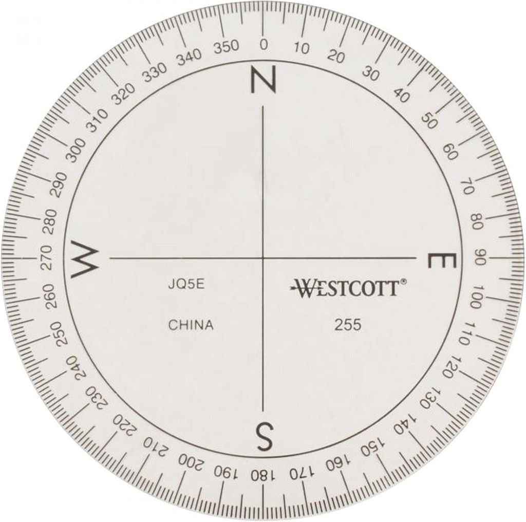 Clear 3.5 inch 360-Degree Protractor Compass for Drawing and Drafting by Westcott
