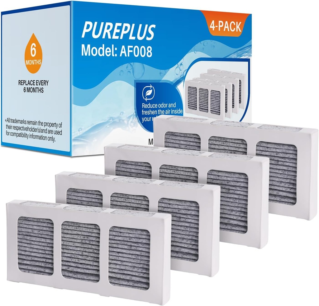 4 Pack PUREPLUS Refrigerator Air Filter Replacement for Paultra2 - Compatible with Pureair Ultra 2, 242047805, 5303918847