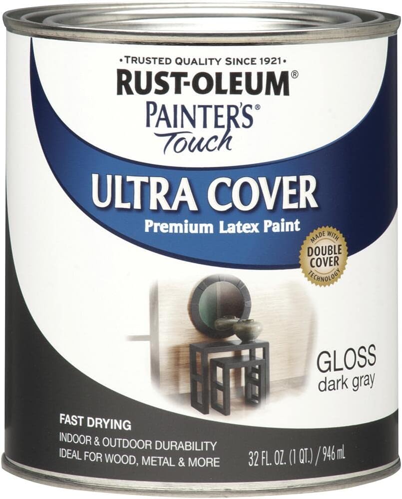 Rust-Oleum Painter's Touch Latex Paint in Gloss Dark Gray - 1 Quart (Single Pack)