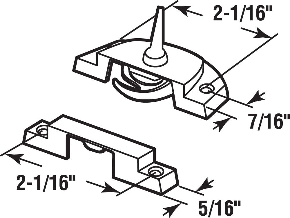 Prime-Line F 2588 Sash Lock - Fits Single/Double Hung Vinyl Windows - White Diecast - 2-1/16" Hole Centers - Single Pack - Pack of 2