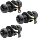 3-Pack Matte Black Round Colonial Door Knobs with Privacy Lock - Ideal for Bedroom and Bathroom Doors - Fits Standard Doors - Easy Home Improvement