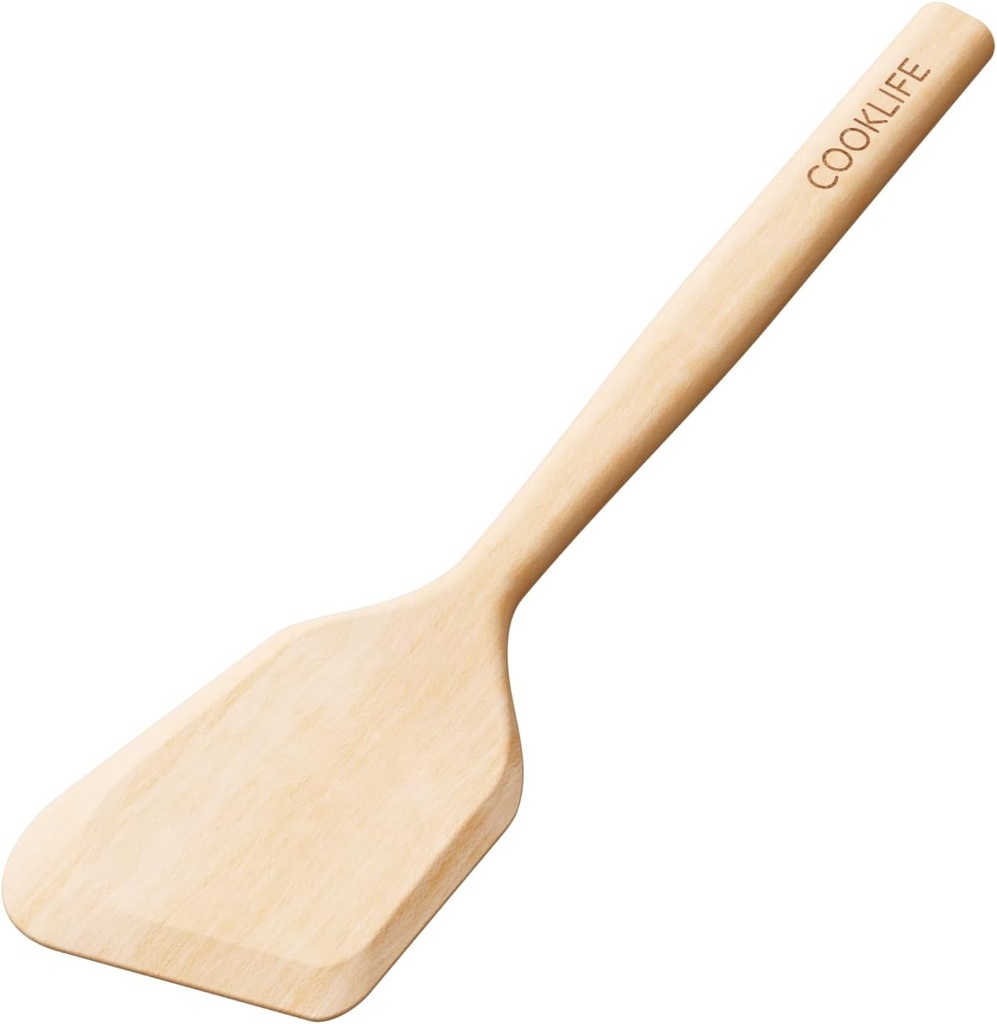 Large Smooth Finish Natural Beech Wooden Cooking Spatula - Durable Kitchen Utensil by COOKLIFE