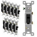 10 Pack of ENERLITES Black Toggle Light Switches, Single Pole, 15A 120-277V, Grounding Screw, Residential Grade, UL Listed
