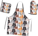 Adorable Pink Cats Kitchen Set: 3-Piece Waterproof Apron, Oven Mitt, Pot Holder for Cooking
