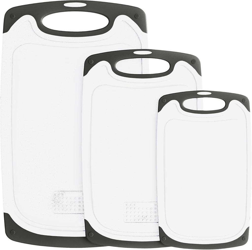 Warrior Strength Tribal Cooking Cutting Boards Set - Small to Extra Large - Ideal for Kitchen, Meat, Vegetables - Dishwasher Safe with Juice Groove and Non-Slip Rubber - 3 Pack