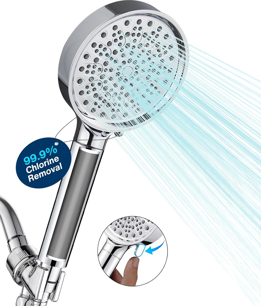 Cobbe Filtered Shower Head with Handheld - Reduces Chlorine by Over 99% - 2.0 Carbon Filter System for Soft Water - Beads for Hard Water - Eliminates Dry Skin - Chrome
