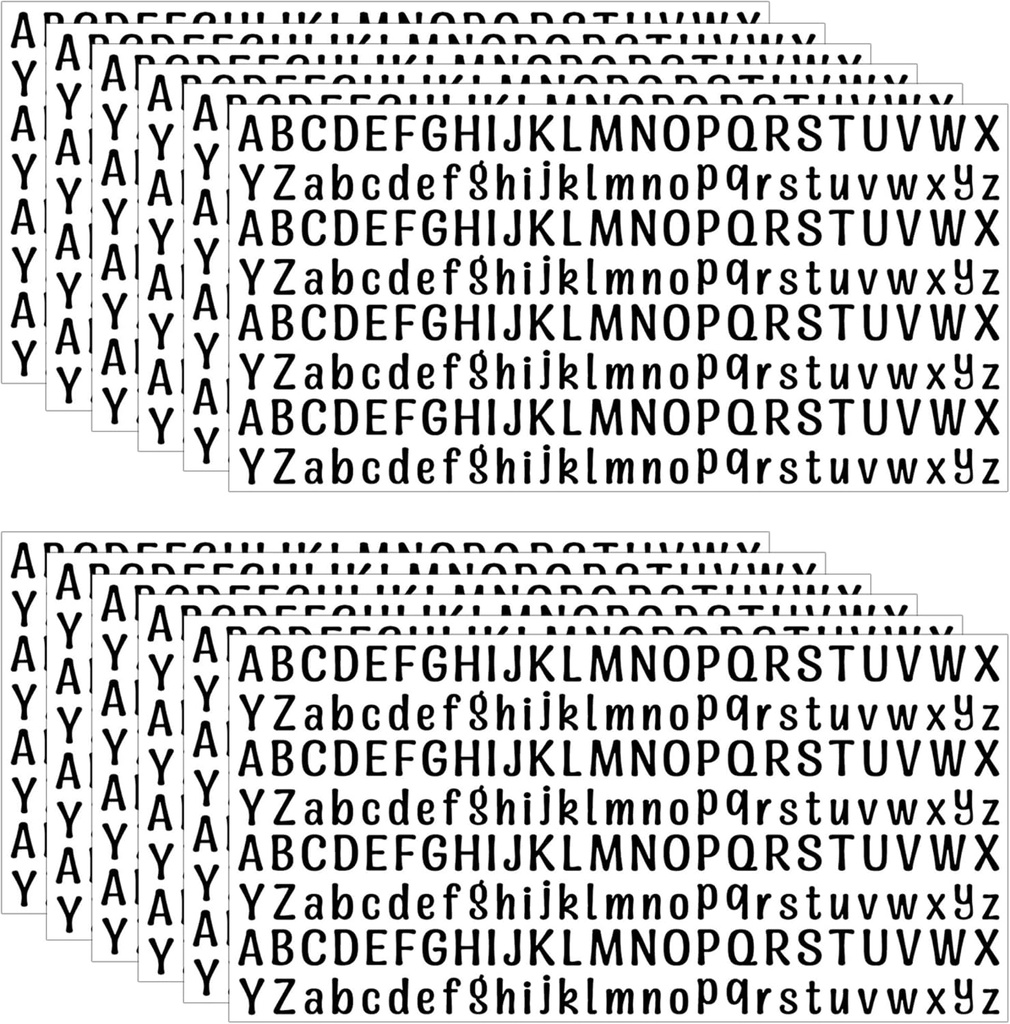 2500 PCS Small Black Vinyl Letter Stickers - Waterproof Alphabet Stickers for Scrapbooking, Water Bottles, Mailbox - 1/2 Inch Mini Deco Stickers - Self Adhesive (0.5 Inch)