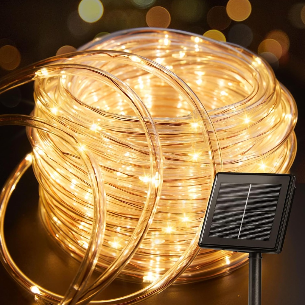 39FT 100LED Outdoor Solar Rope Lights with 8 Lighting Modes - Waterproof Fairy Lights for Party Garden Decoration