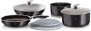 Carbon Pro Collection 9-Piece Cookware Set with Detachable Ergonomic Handle - Grey Non-Stick Surface