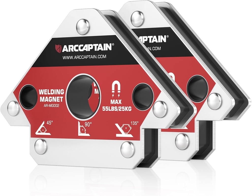 2 Piece Set of ARCCAPTAIN Welding Magnets with 55LB Holding Power - Magnetic Welding Holder for Welding Accessories