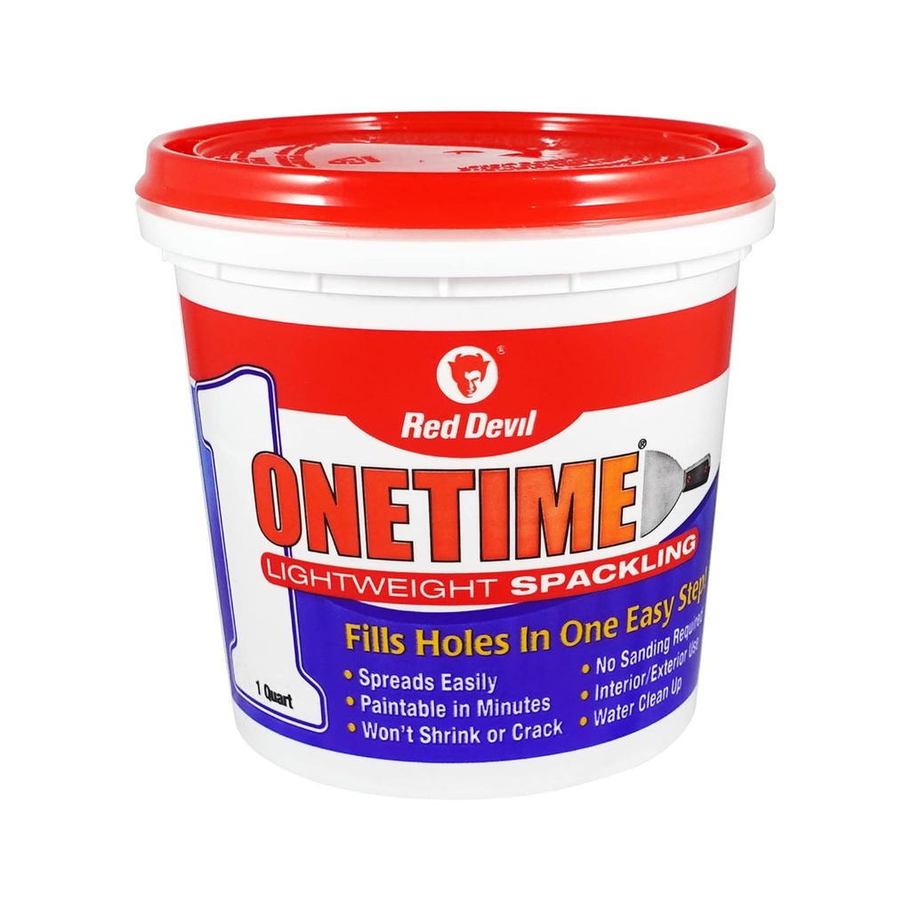 USA-Made Red Devil 0544 ONETIME Lightweight Spackling - 1 Quart Size