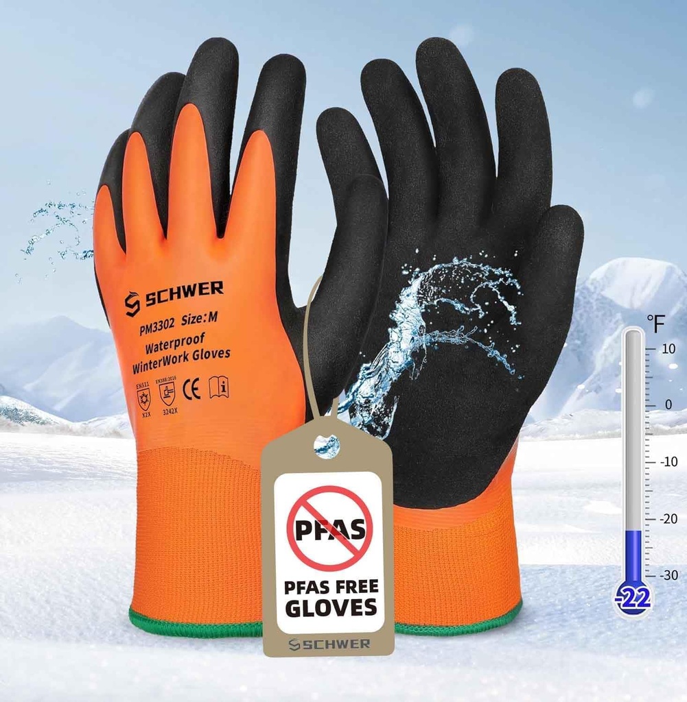 FreezeGuard Winter Work Gloves - 2 Pairs, ANSI A2 Cut Resistant, Waterproof for Cold Weather Outdoor Activities - Snow Shoveling, Ice Fishing, Keep Hands Warm