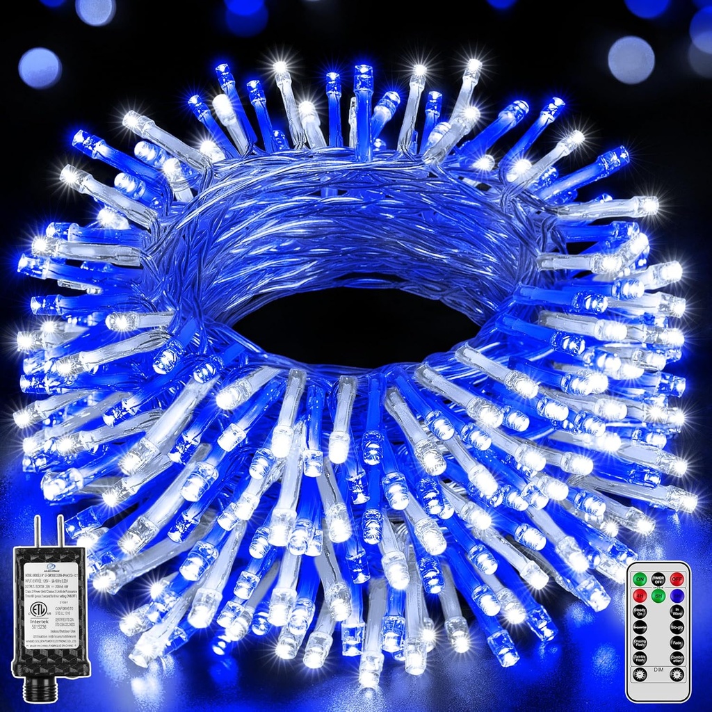 197FT 600LED Blue and White Christmas Lights for Indoor and Outdoor Decor - HG-29V606C