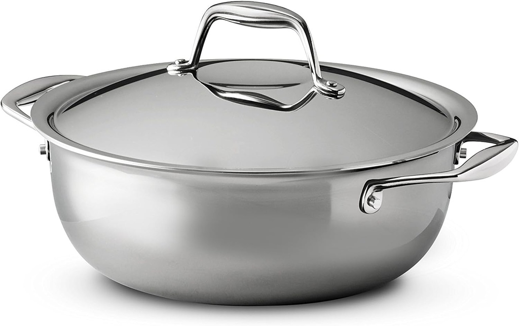 Tramontina Stainless Steel 4-Quart Universal Pan with Lid - Induction-Ready, Dishwasher-Safe, NSF-Certified - Made in Brazil