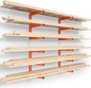 Heavy Duty Wood Organizer and Lumber Storage Rack Wall Mount - Holds 1200 LBS - Indoor/Outdoor - Orange