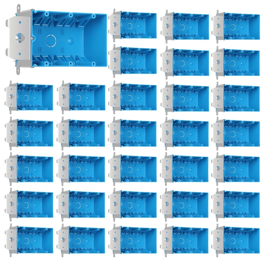 Pack of 32 ETL Listed Plastic 3 Gang Electrical Outlet Boxes with Adjustable PVC Junction Box - 49 Cubic Inch