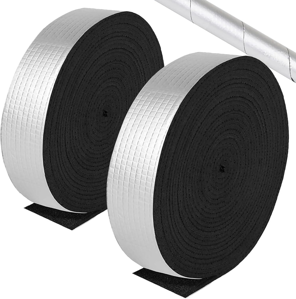 Pipe Wrap Insulation Tape 2” x 32.8 Ft - Self-Adhesive Foam Insulation for Hot and Cold Water Pipes - Outdoor Indoor Piping Insulation - Reduce Heat Loss - Pack of 2