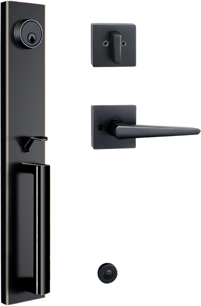 Heavy Duty Aged Bronze Keyed Entrance Door Handleset with Reversible Lever for Left/Right Handed - MDHST201610B-BR