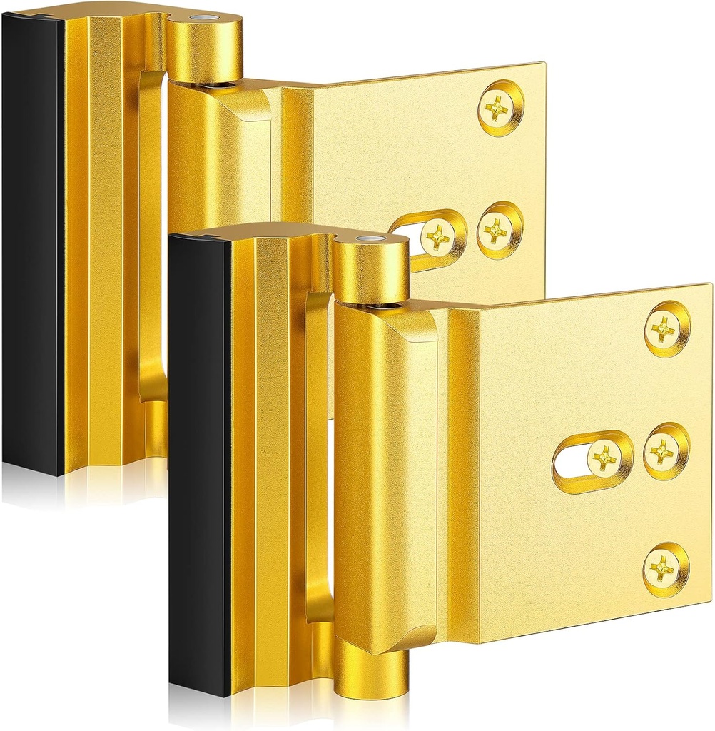 2 Pack Shimeyao Security Door Locks with 8 Screws - 3 Inch Reinforcement Lock to Prevent Unauthorized Entry - 800 Lbs Strength Aluminum Device for Home Safety