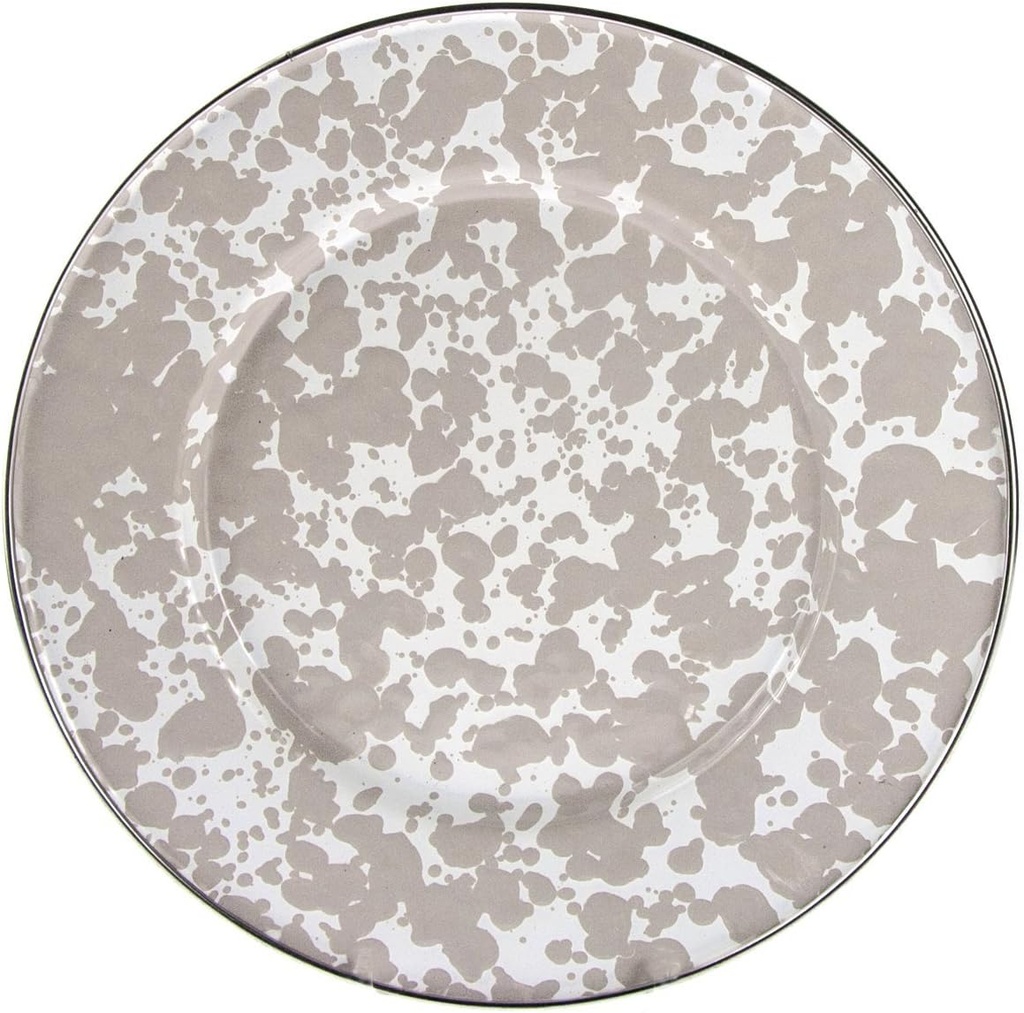 Taupe Swirl Pattern 8.5 Inch Sandwich Plate by Golden Rabbit Enamelware
