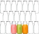 Set of 20 Vintage Glass Milk Bottles with Lids and Chalkboard Labels for Party and Kids, 12 oz Shake Containers