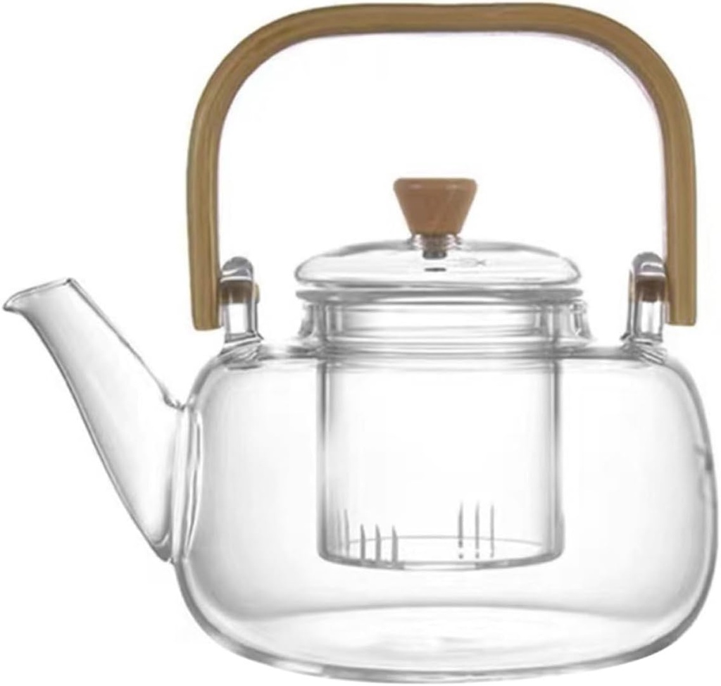 Glass Tea Pot with Infuser for Stovetop - Healthy Kung Fu Tea Kettle for Loose Tea Leaves - GRIRIW Tea Pots for Brewing Tea and Coffee at Home
