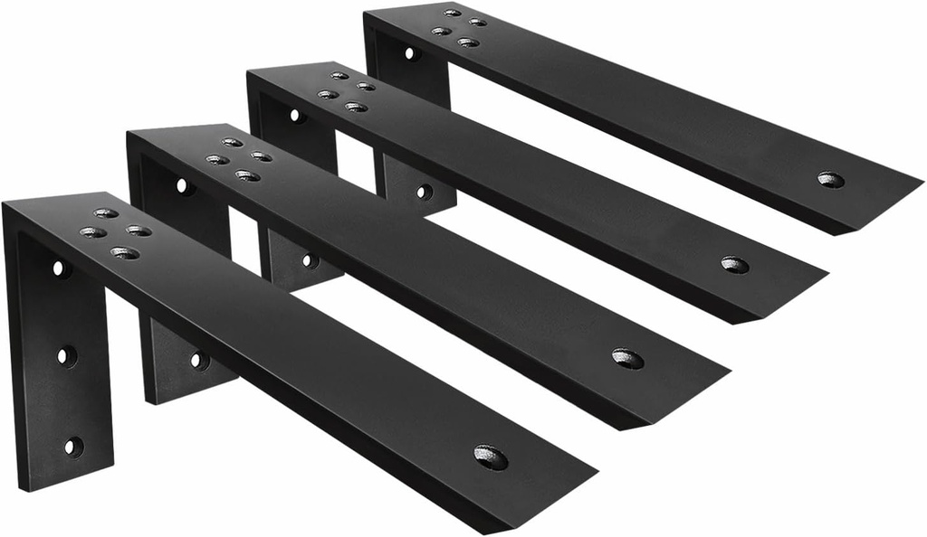 Heavy Duty WINKER Countertop Support Brackets 4 Pack - 12" x 6" x 2.5" L Bracket for Wood, Quartz, Granite, Concrete Countertops - Metal Corbels Shelf Brackets - 3/8" Thick L Shape Bracket